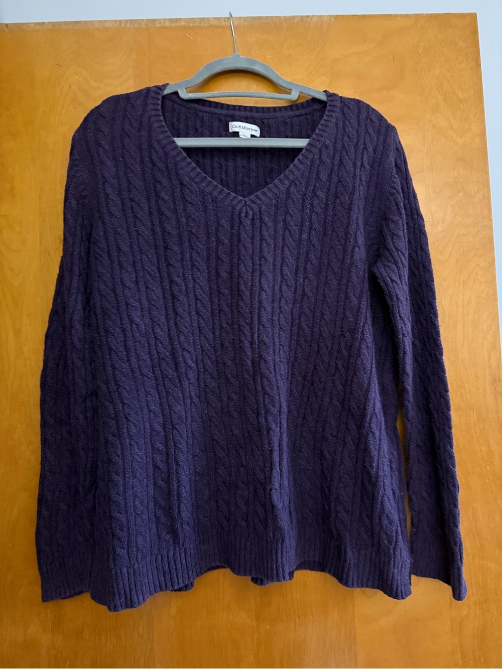 Croft & Barrow Cable-Knit V-Neck Women's Sweater in Deep Purple